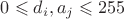 $0\leqslant d_i,a_j \leqslant 255$