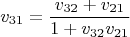 $$v_{31}=\frac{v_{32} + v_{21}}{1+v_{32} v_{21}}$$