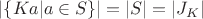 $|\{Ka|a \in S\}| = |S| = |J_K|$