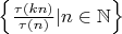 $\left\{\frac{\tau(kn)}{\tau(n)}|n\in \mathbb N\right\}$