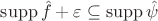 $\mathrm{supp}\,\hat f+\varepsilon\subseteq \mathrm{supp}\,\hat \psi$