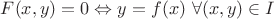 $F(x,y)=0 \Leftrightarrow y=f(x)$  $\forall (x,y) \in I$