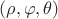 $(\rho, \varphi, \theta)$