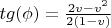 $tg(\phi)=\frac{2v-v^2}{2(1-v)}$