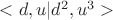 $<d,u | d^2 , u^3>$