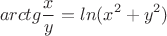 $$ arctg \frac x y \right =ln(x^2 +y^2) $$