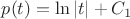$p(t)=\ln |t|+C_1$