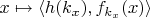 $x \mapsto \langle h(k_x), f_{k_x}(x) \rangle$