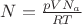 $N = \frac {pVN_a} {RT}$
