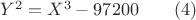 $Y^2=X^3-97200\qquad(4)$