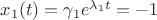 $x_1(t)=\gamma_1 e^{\lambda_1t}=-1$