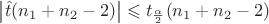 $\left\lvert\hat{t}(n_1+n_2-2)\right\rvert \leqslant t_\frac{\alpha}{2}(n_1+n_2-2)$