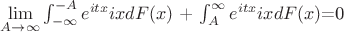 $\lim\limits_{A \to \infty}\int_{-\infty}^{-A} e ^{itx}ix dF(x) $ + $\int_{A}^{\infty} e ^{itx}ix dF(x) $=0