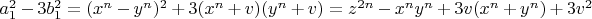 $a_1^2-3 b_1^2=(x^n-y^n)^2+3 (x^n+v) (y^n+v)=z^{2 n}-x^n y^n+3 v (x^n+y^n)+3 v^2$
