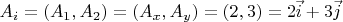 $A_i=(A_1,A_2)=(A_x,A_y)=(2,3)=2\vec{i}+3\vec{j}$