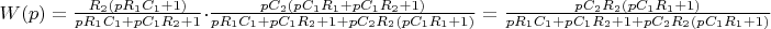 $W(p)=\frac{R_2(pR_1C_1+1)}{pR_1C_1+pC_1R_2+1}\cdot\frac{pC_2(pC_1R_1+pC_1R_2+1)}{pR_1C_1+pC_1R_2+1+pC_2R_2(pC_1R_1+1)}=\frac{pC_2R_2(pC_1R_1+1)}{pR_1C_1+pC_1R_2+1+pC_2R_2(pC_1R_1+1)}$