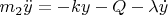 $m_2\ddot{y}=-ky-Q-\lambda\dot{y}$