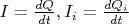 $I=\frac{dQ}{dt}, I_i=\frac{dQ_i}{dt}$