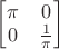 $\begin{bmatrix}\pi&0\\0&\frac 1 \pi\end{bmatrix}$