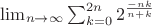 $\lim_{n\to\infty}\sum_{k=0}^{2n}2^\frac{-nk}{n+k}$