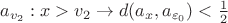 $a_{v_2} : x>v_2 \to d(a_{x},a_{\varepsilon_0}) < \frac{1}{2}$