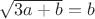 $\sqrt{3a+b}=b$