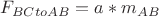 $F_{BCtoAB}=a*m_{AB}$
