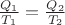 $\frac{Q_1}{T_1} = \frac{Q_2}{T_2}$