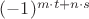 $(-1)^{m \cdot t + n \cdot s}$