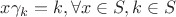 $x\gamma_k = k, \forall x \in S, k \in S$