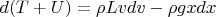 $d(T+U) = \rho L v dv - \rho g x dx$