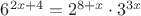 $6^{2x+4}=2^{8+x}\cdot 3^{3x}$
