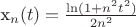 x_n(t)=\frac{\ln(1+n^2t^2)}{2n^2}