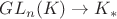 $GL_n(K) \to K_*$