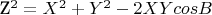 Z^2 = X^2 + Y^2 - 2 X Y cos B