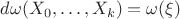 $d\omega(X_0,\ldots,X_k)=\omega(\xi)$