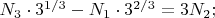 $N_3\cdot 3^{1/3}-N_1\cdot 3^{2/3}=3N_2;$