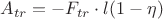 $\[{A_{tr}} =  - {F_{tr}} \cdot l(1 - \eta )\]$