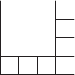 $$\begin{picture}(50,50)
\put(0,0){\line(0,0){60}}
\put(15,0){\line(0,0){15}}
\put(30,0){\line(0,0){15}}
\put(45,0){\line(0,0){60}}
\put(60,0){\line(0,0){60}}
\put(0,0){\line(1,0){60}}
\put(0,15){\line(1,0){60}}
\put(45,30){\line(1,0){15}}
\put(45,45){\line(1,0){15}}
\put(0,60){\line(1,0){60}}
\end{picture}$$