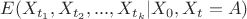 $E(X_{t_{1}}, X_{t_{2}},..., X_{t_{k}}|X_{0}, X_{t}=A)$