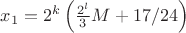 $x_1 = 2^k \left(\frac {2^l} {3} M + 17/24\right)$