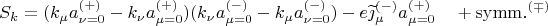 $$S_k=(k_\mu a^{(+)}_{\nu=0}-k_\nu a^{(+)}_{\mu=0})(k_\nu a^{(-)}_{\mu=0}-k_\mu a^{(-)}_{\nu=0})-e\widetilde{\jmath}^{(-)}_\mu a^{(+)}_{\mu=0}\quad+\mathrm{symm.}^{(\mp)}$$