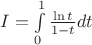 $I = \int\limits_0^1 \frac{\ln t}{1-t}dt$