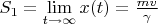 $S_1=\lim\limits_{t\to\infty}x(t)=\frac{mv}{\gamma}$