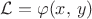 $\mathcal{L} = \varphi (x, \, y)$
