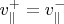 $v_\parallel^+ = v_\parallel^-$