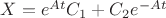 $X=e^{At}C_1+C_2e^{-At}$