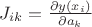 $ J_{ik} = \frac{\partial y(x_i)}{\partial a_k} $