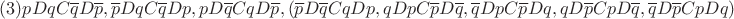 $(3) p D q C \overline q D \overline p,  \overline p D q C \overline q D p,  p D \overline q C q D \overline p,  (\overline p D \overline q C q D p,  q D p C \overline p D \overline q,  \overline q D p C \overline p D q,  q  D \overline p C p D \overline q,  \overline q D \overline p C p D q)$