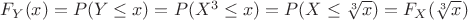 $F_Y(x) = P(Y \leq x) = P(X^3 \leq x) = P(X \leq \sqrt[3]{x})=F_X(\sqrt[3]{x})$